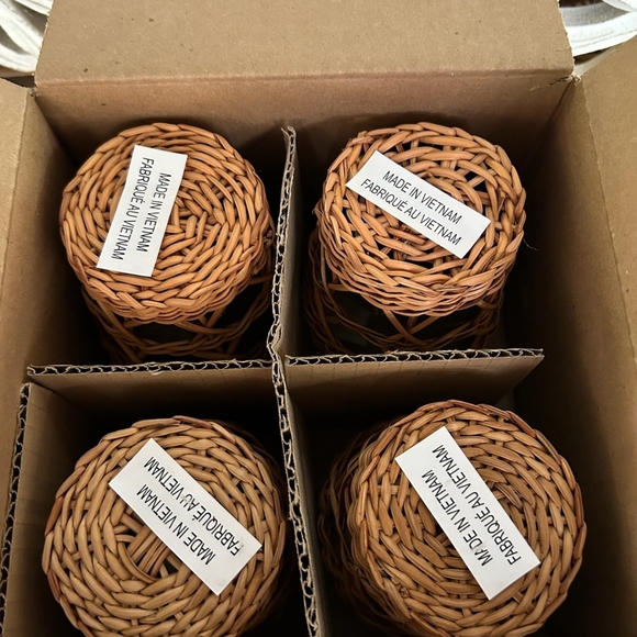 Pottery Barn Wicker Woven set of 4 Tumblers! - Picture 4 of 6